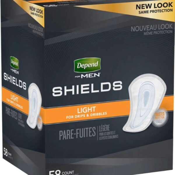 dependsmen incontinence shields pads light absorbency 1 box