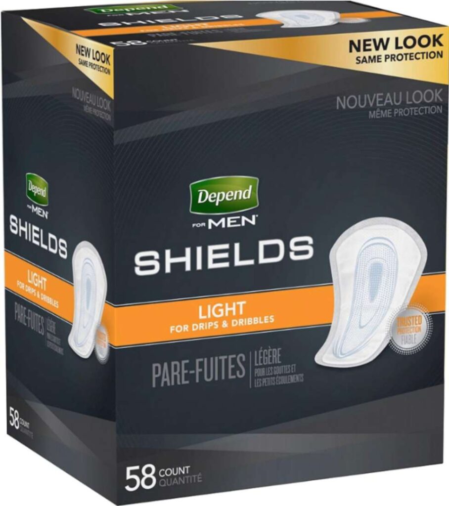 dependsmen incontinence shields pads light absorbency 1 box
