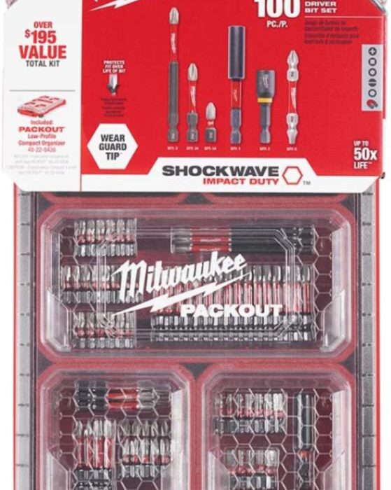 Milwaukee Shockwave 100pcs Impact Driver Bit Set Packout Wholesale